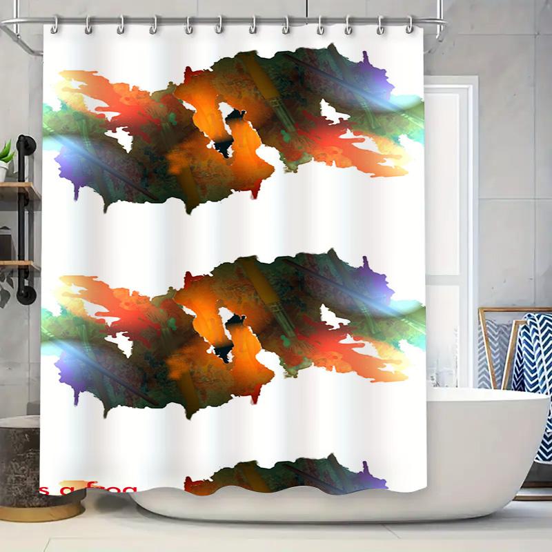 

Abstract Watercolor Print Shower Curtain Set Vivid Colors Eye-Catching Design For Bathroom Decor Polyester Fabric Waterproof Eas W60H190(CM)-1 Pcs