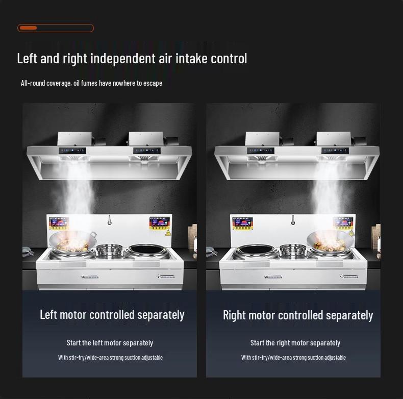Commercial High-Suction Stainless Steel Range Hood for Restaurants with Wood-Fired Stove Purification