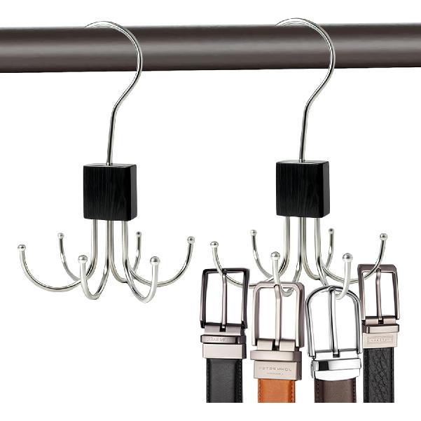 Belt Hanger, 2PCS Tie Rack,Belt Organizer for Closet, Metal Belt Rack Holder,Tie Organizer for Men,Hanging Closet Hook for Bra, Tank Top,Scarf, Hat,