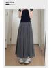 2025 Summer Women's Blue A-Line Pleated Midi Skort with High Waist and Wide-Leg Design