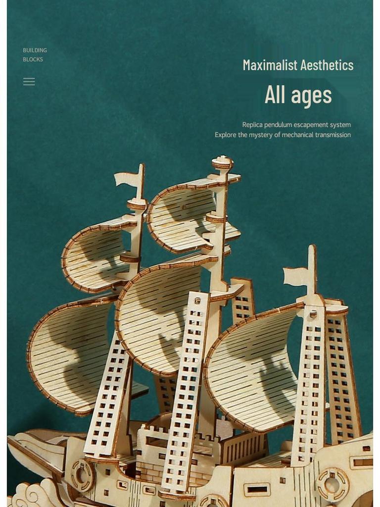 3D Creative Ocean Sailing Ship Puzzle - Educational DIY Toy for Kids