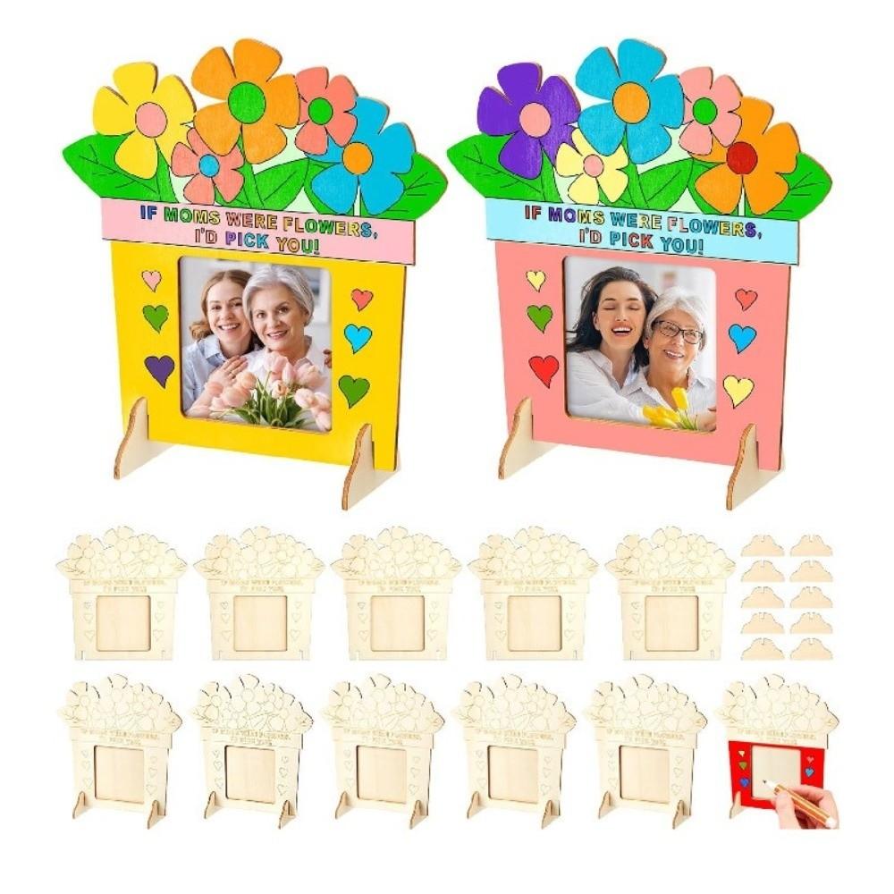 Unfinished Wooden Picture Frame Flower Mother's Day Frame Creative Craft Poster Frame  Home Decor