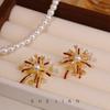 Fireworks Are Bright! Burgundy Dripping Oil Zircon Fireworks Earrings Light Luxury High-end Earrings Temperament Exquisite Earrings Women