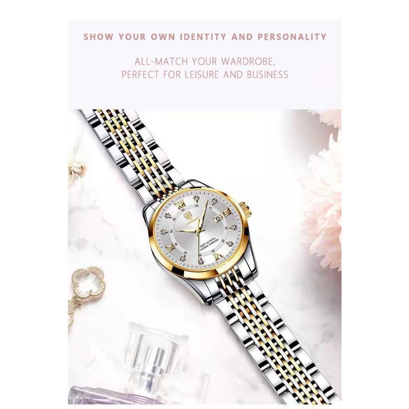 POEDAGAR Original Woman Watch Waterproof Stainless Steel Luminous Date Fashion Ladies Wristwatch Business Quartz Watches