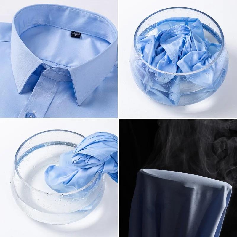 Nowe Męskie Koszule Przeciwzmarszczkowe z Krótkim Rękawem Koszule Wizytowe dla Mężczyzn Slim Fit Camisa Social Bluzka Biznesowa Kieszeń Biała Koszula S-7XL