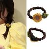 Women Hair Rope Realistic Sunflower Decor High Elasticity Elastic Band Pastoral Style Decorative Washable Ponytail Holder Large Intestine Hair