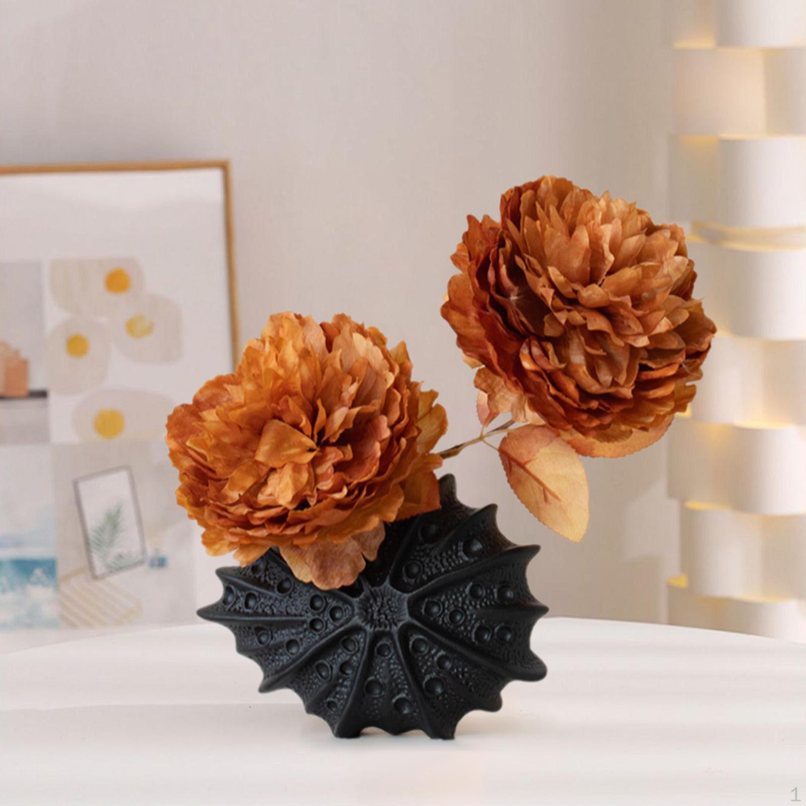 

Керамическая ваза для цветов для дома , дизайн ракушки для офиса и жилых зон S чёрный