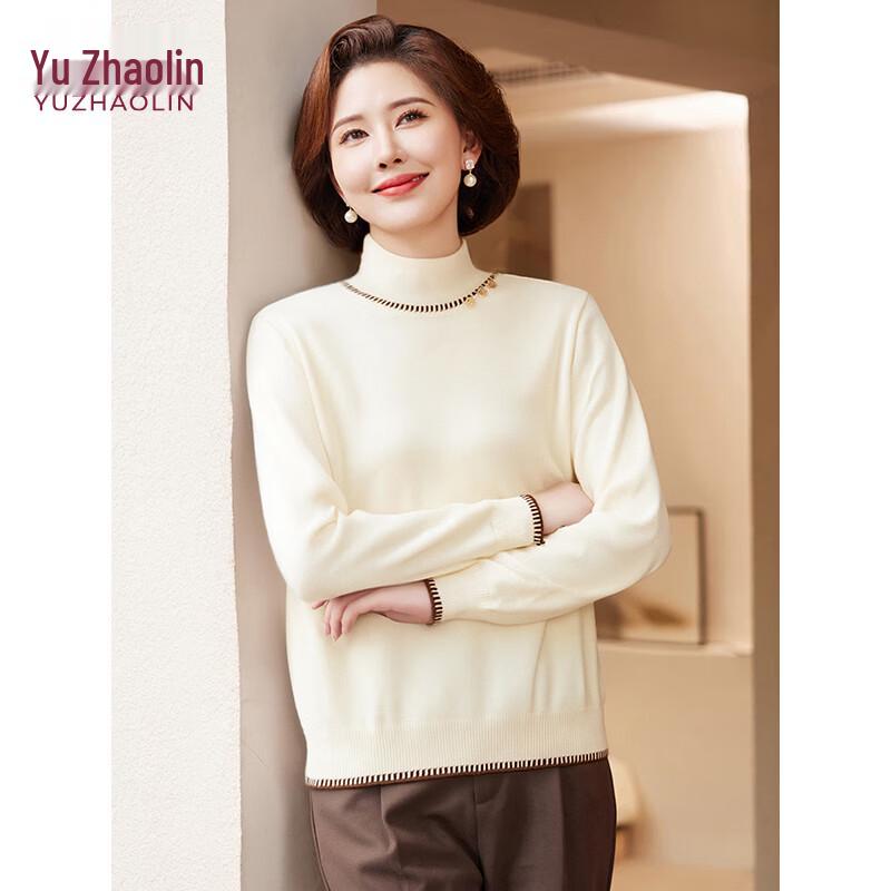 YUZHAOLIN Damen Strickoberteil mit halbem Stehkragen und Fleece-Futter