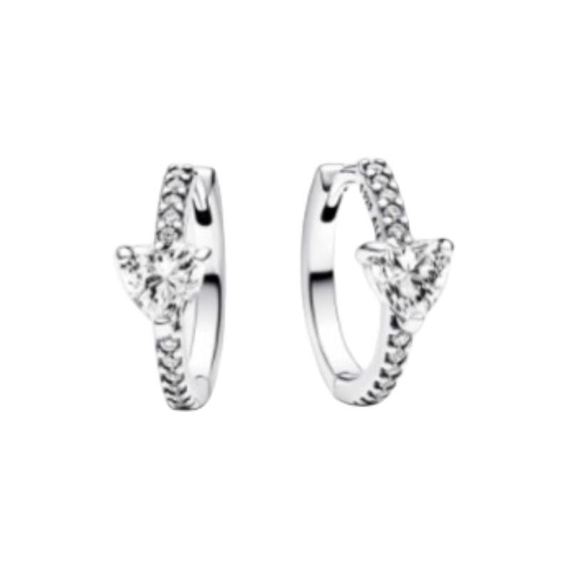 Pandora Heart Shape Hollow Solid Color 925 Silver Earrings Women s Silver 293101C01