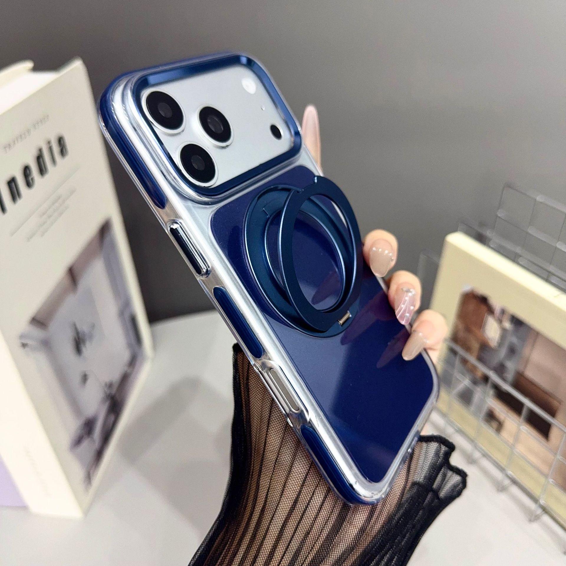 

Original Magnetic Case for Apple 17 Pro Max: 360° Bracket, Large Window, Protective, in Original Color iPhone 17 Pro Max синий