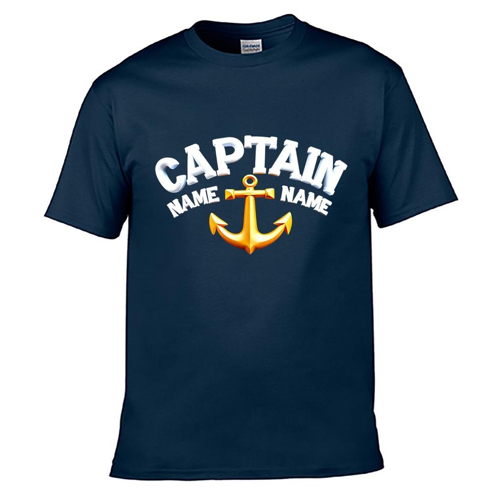 Captain Anchor Nautical Badge Street Distressed Washed Loose Simple Tee