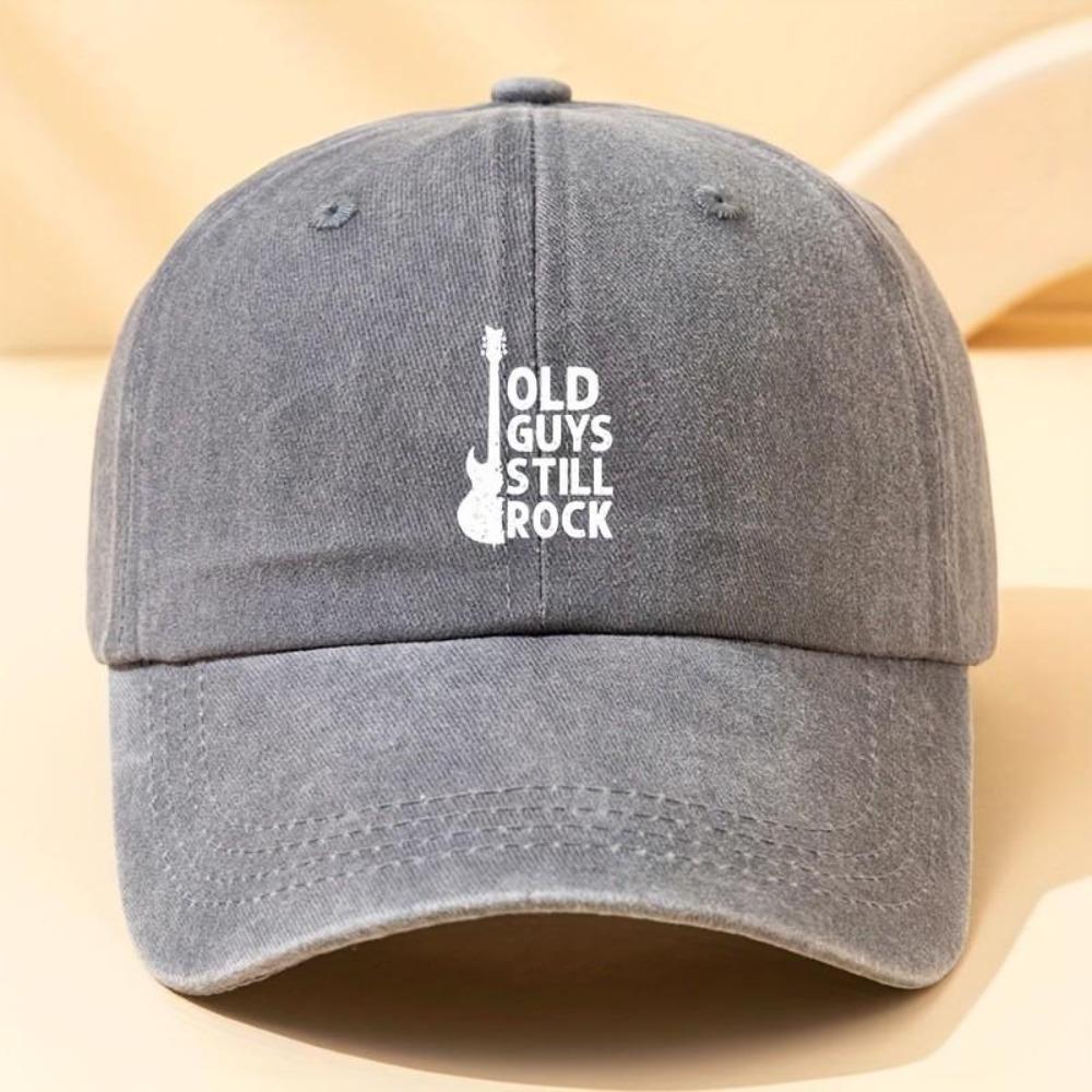Old Guys Still Rock Guitar Graphic Washed Cotton Baseball Cap Adjustable Outdoor Casual Snapback Hat