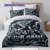 Name Custom Aliens Monster Pattern Bedding Set Quilt Cover Pillowcase Home Decor Gift (1 * Duvet Cover + 2 * Pillowcase, Without Core)
