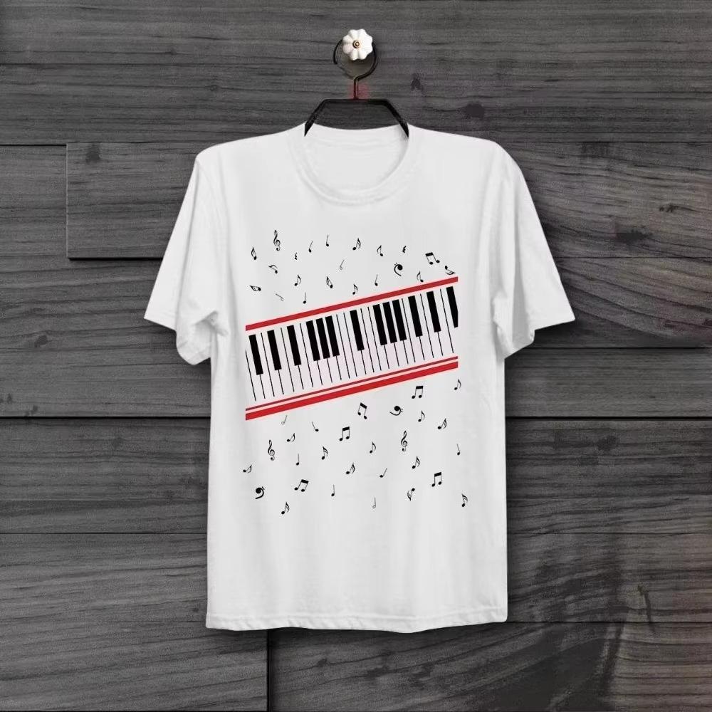 2026 Nowa Letnia Bawełniana Koszulka Unisex z Krótkim Rękawem Rytm Pianina Michael Jackson Wideo MTV Retro Vintage Hipster Unisex T-Shirt