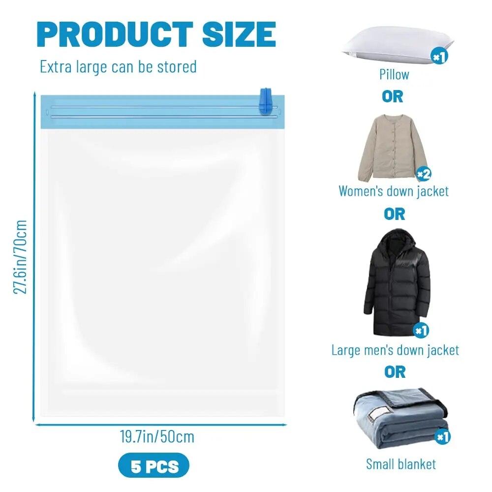 Multiple Sizes Vacuum Storage Bags Hand Roll Durable Space Saver Bags For Clothes Clothing Travel Accessories Suitcase Organizer