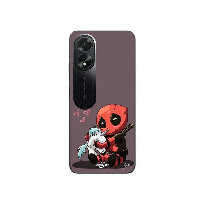 Coque de téléphone - MANIACASE - Oppo A58 - Bébé Deadpool avec Licorne - Silicone TPU - Souple