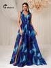 2025 Elegantes ärmelloses Maxikleid im europäischen & amerikanischen Tie-Dye-Stil mit Schlitz - MGN1886
