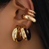Ingemark 5 Pcs/Set Punk Minimalism Gold Color Metal Piercing Stud Earrings Women Creative CCB C-Shape Hoop Earrings New Jewelry