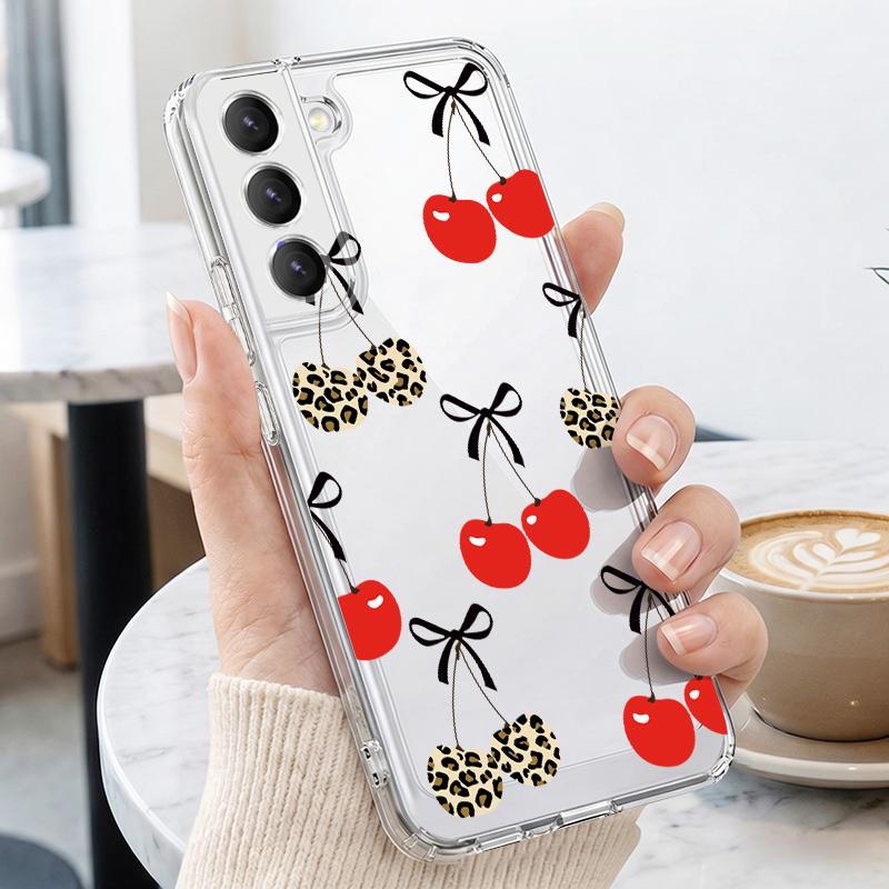 Funda de Fruta Cereza de Dibujos Animados Para Samsung A57 S26 Ultra A37 A17 A56 A36 A26 A16 A55 A35 A25 A15 A54 5G S21 FE S22 S23 S24 S25 Plus Cubierta Suave de TPU Transparente