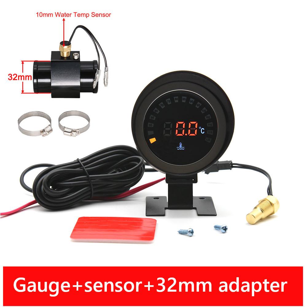 12V/24V LCD Digitaler Wassertemperaturmesser + 10mm Temperatursensor + Adapter-Verbindungsrohr-Sensor Für Auto-Messinstrument-Modifikation Celsius