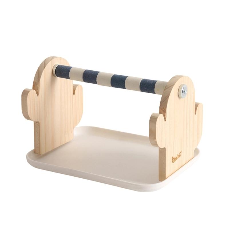 Solid Wood Parrots Resting Perch Sanded Surfaces Design Trimming Stand For Nail Beak Trimming And Interaction Activity Toy