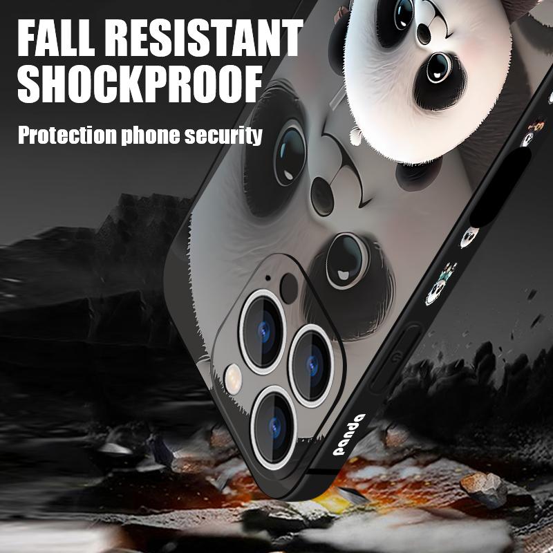 Milk Tea-drinking Panda Lanyard Case For iPhone 17 Pro Max Soft Silicone Cover For iPhone 16 Pro Max Funda iPhone 15 14 13 12 11 16E Air