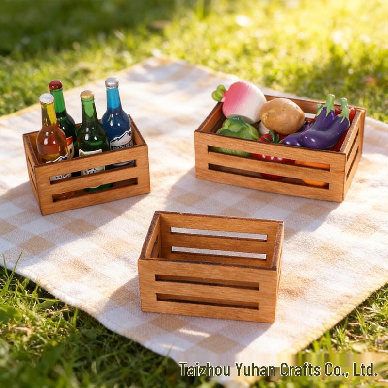 Dollhouse Miniature Wooden Food & Wine Basket Ornaments