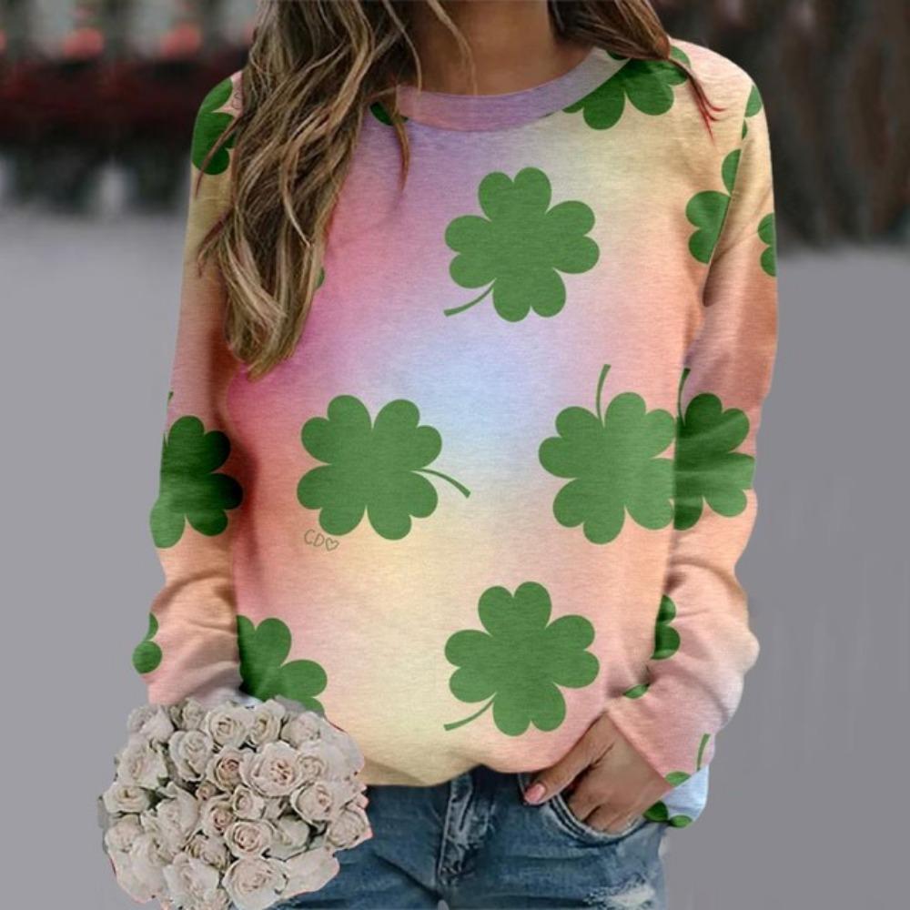 

Зеленый пуловер свитера женские одежда на День Святого Патрика 2024 женская повседневная зеленая спортивная футболка с длинным рукавом и круглым вырезом женские топы XL