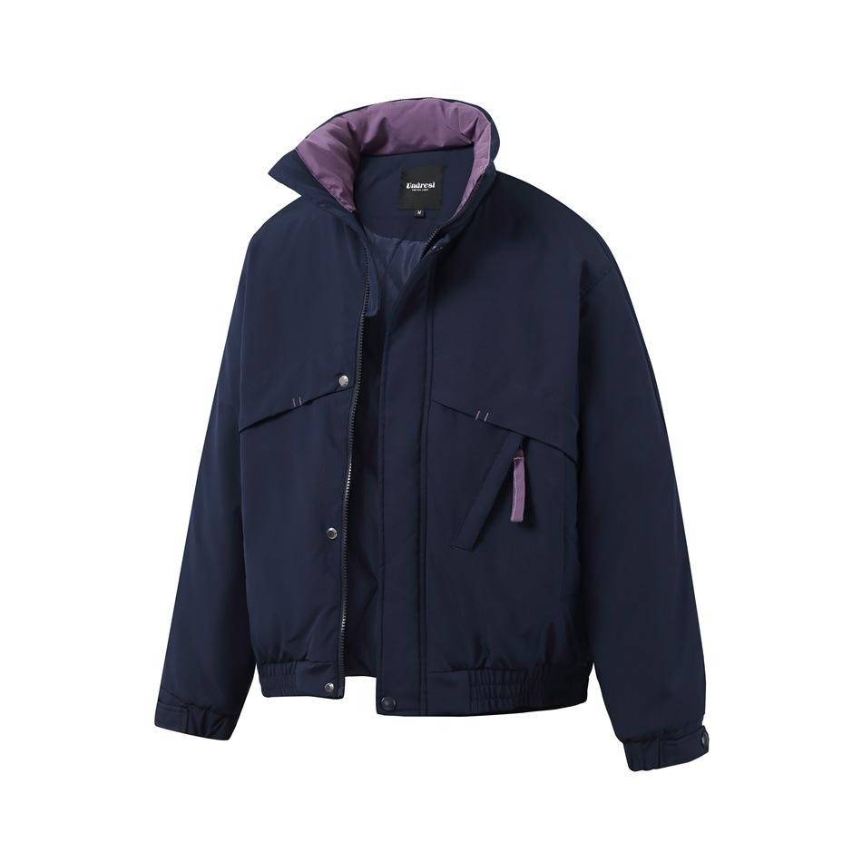 UNDREST Unisex Color Block Stand Collar Cotton Windbreaker Winter Jacket MA48