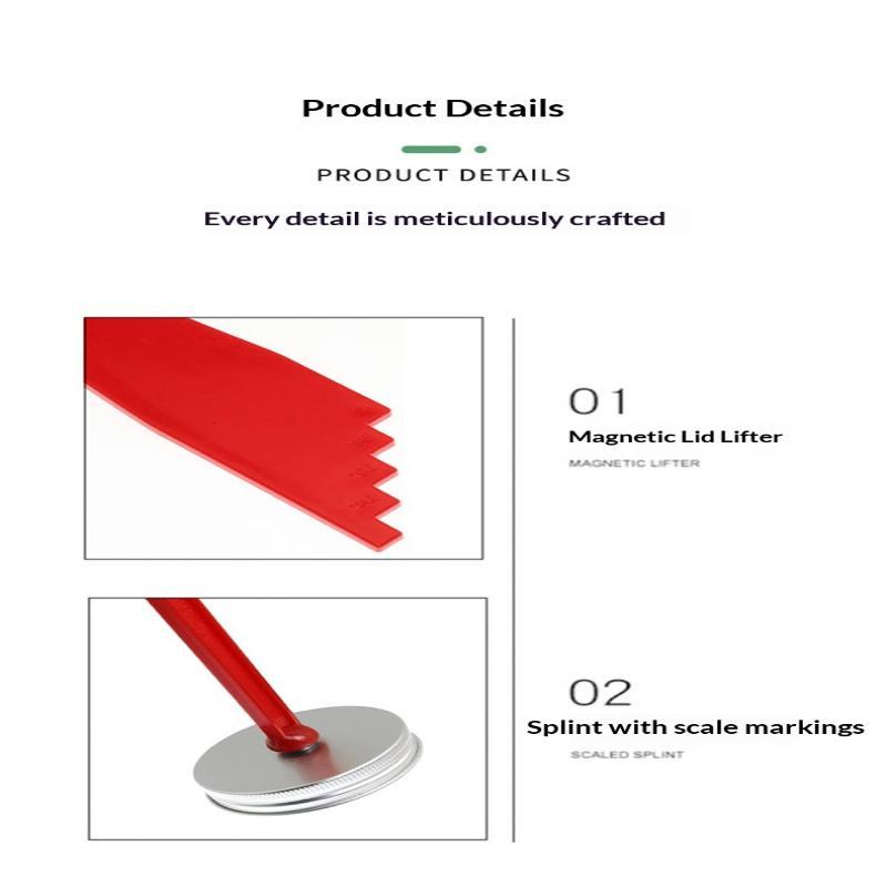 Levantador de tapas de frascos magnético con desespumador integrado y marcas de medición precisas. Duradero para suministros de enlatado en la cocina del hogar.