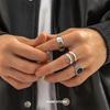 Punk Geometric Round Ring Set For Man Fashion Vintage Simple Titanium Steel 4Pcs Ring Set  Hip Hop Accessories Wholesale