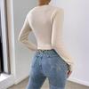 Autumn And Winter Slim Women's Fashion Solid Colour Versatile Round Neck Design Cross Knit Top Sweater