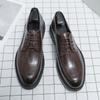 British Style Office Men's Work Shoes Durable Comfortable Men's Brogue Shoes Classic Brown Casual Leather Shoes Versatile