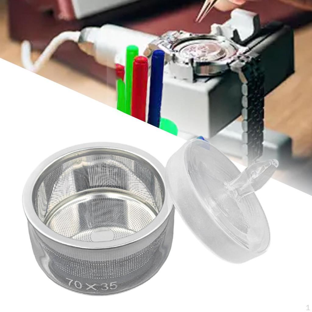 Accessories for Cleaning Watch Oil Containers with Stainless Steel Mesh And Lid, Suitable