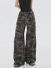 Women's 2024 Retro High-Waist Camouflage Wide-Leg Pants - Army Green, Casual Hip-Hop Style