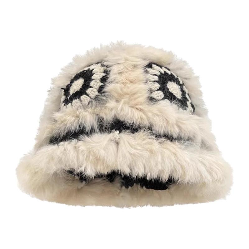 Hair Knitted Rabbit Woolly Hat Female Autumn Winter Cute Everything Casual Warm