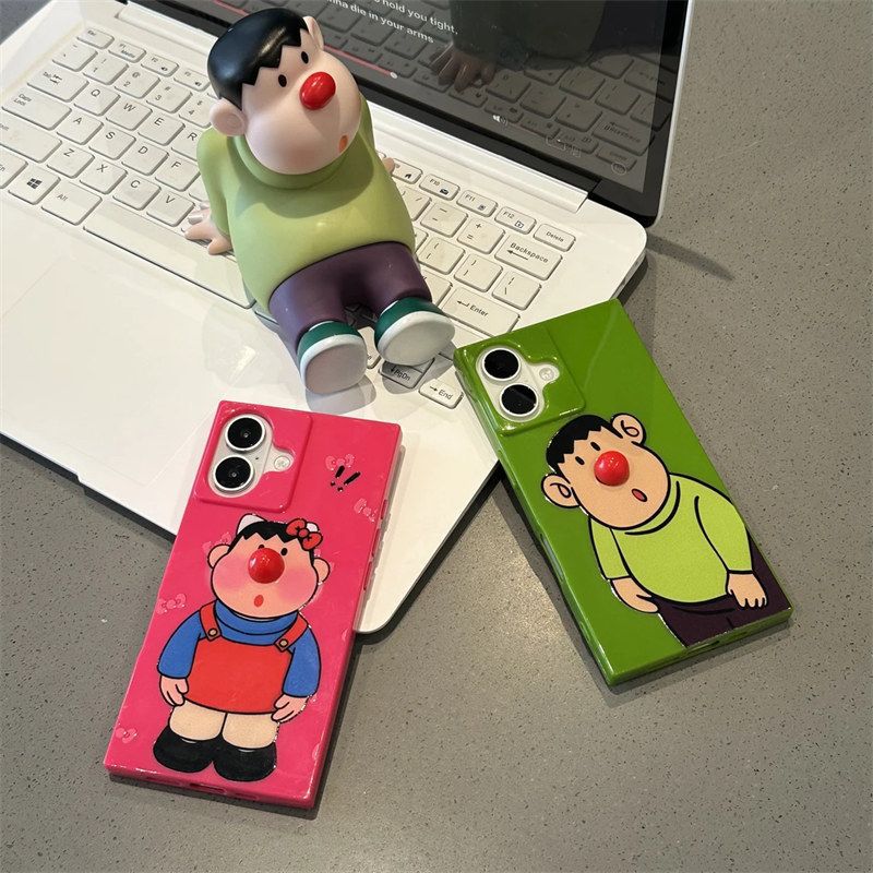 Red Nose Fat Tiger Suitable for Apple 16pro Mobile Phone Case Iphone15 Protective Case 14promax Square Soft Shell