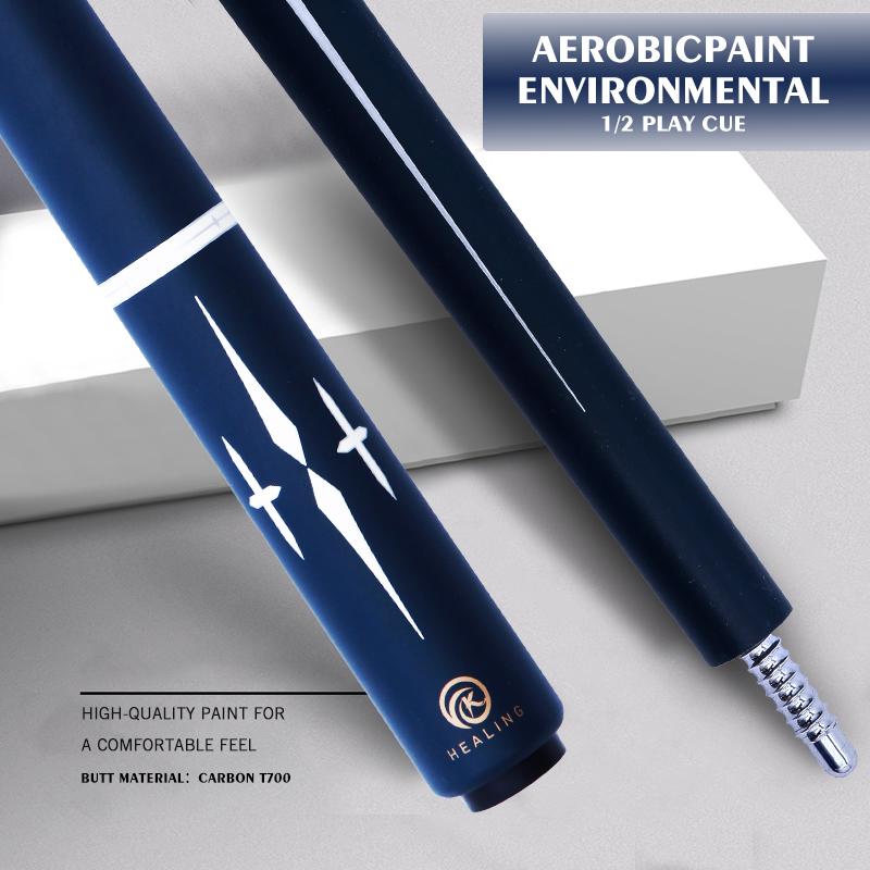 OKHEALING Karbonfaser Billard Queue Billardstöcke 12,4 mm Spitze Uni-loc Gelenk 147 cm / 58 Zoll Länge 19~20 oz Gewicht Billard Queue, Blau