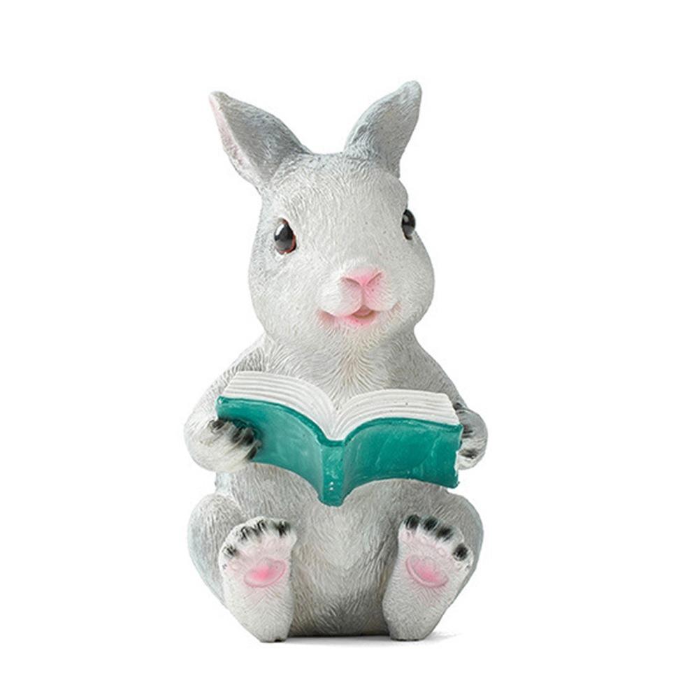 Handicraft Rabbit Reading Book Statue Resin Crafts Garden Animal Statue Garden Courtyard Decor