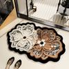 Tapis de sol élégant à fleurs style français, Décoration d'entrée pour le vestibule, Tapis de sol de salle de bain antidérapant et anti-poussière