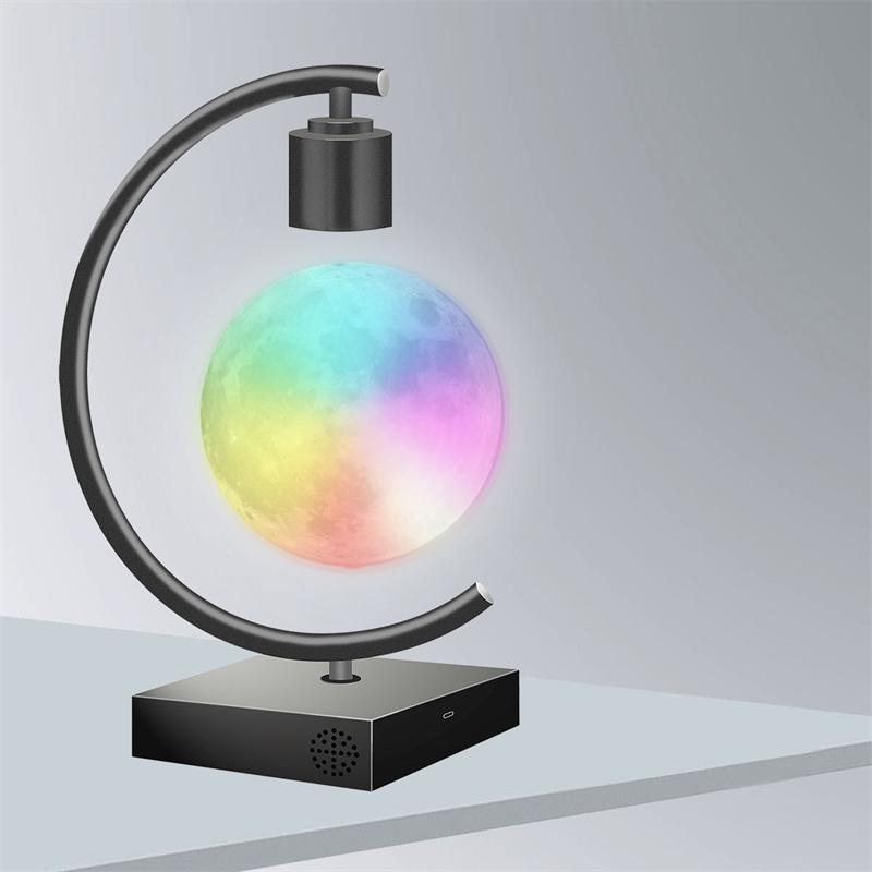 Magnetic Levitating Moon Lamp with Fast Charging and Bluetooth Speaker Floating LED Light Table Lamp Home Decor Christmas Gift
