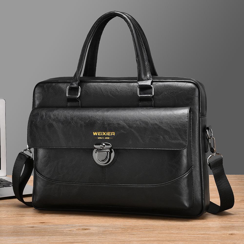 WEIXIER Geantă Aktovcă din Piele pentru Bărbați 15,6 Inch Geantă pentru Laptop Geantă Mare Tip Poștaș Mesager Crossbody Geantă de Umăr pentru Birou Afaceri Călătorii