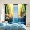 2Pcs Nature Forest Landscape Sunshine Window Curtain Waterfall Drapes For Bedroom Living Room Kitchen Office Home Decoration