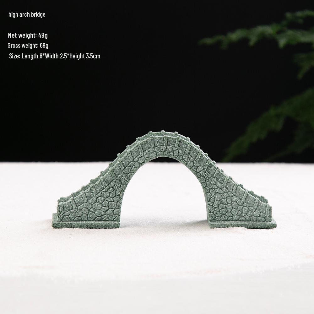 Pebble Bridge Small Boat Ornament: Miniature Water Bonsai Rockery Decoration for Floral Landscapes.