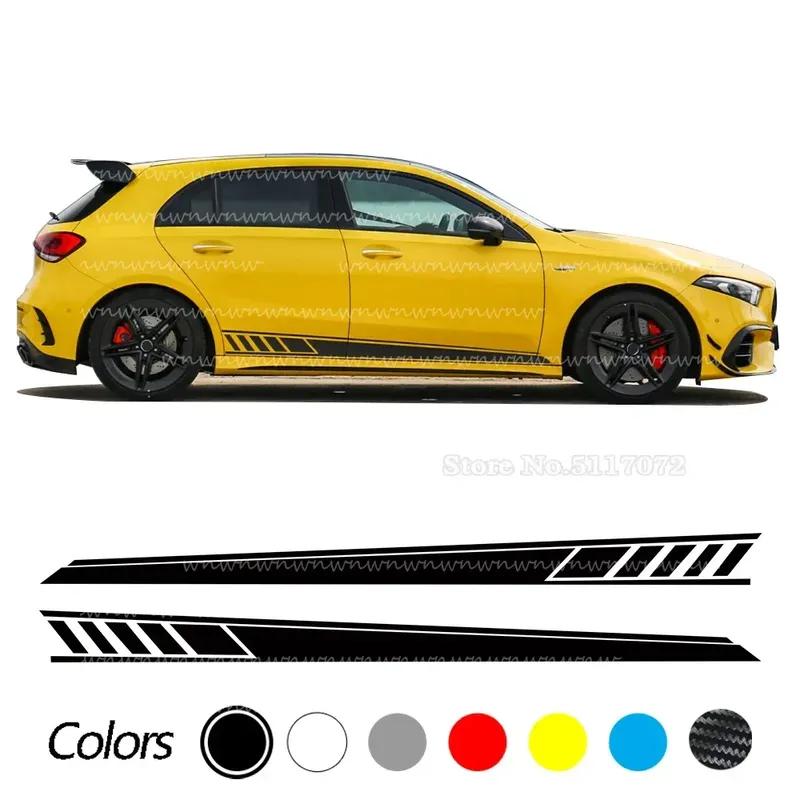 2 Pcs Car Door Side Stripes Skirt Sticker For Mercedes Benz W177 A Class AMG A35 4Matic A45 S 2018-Present A220 A250 Accessories