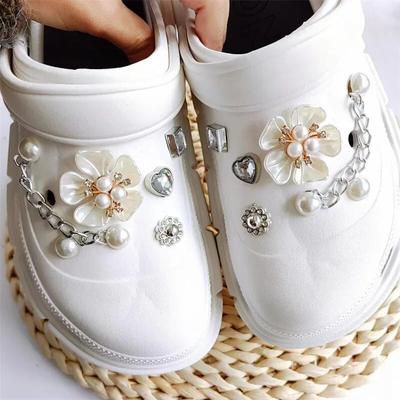 Ayakkabı Charm DIY Pimleri Elmas Inci Zincir Dekorasyon Toka Delik Ayakkabı Takılar Seti Aksesuarları Çocuklar Erkek Kız Hediye