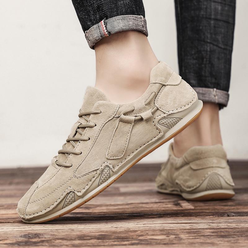 Handmade Genuine Leather Mens Shoes Design Sneakers Man Comfortable Men Casual Suede Shoes Outdoor Hot Sale Moccasins Shoes
