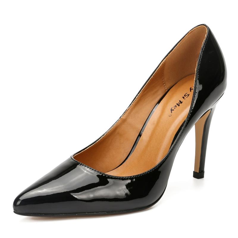 Hey Si Mey Classic Women's High Heels Shoes Fashion Large Size 45 48 Point Black Red Heeled Wedding Shoes OL Office Dress Pumps