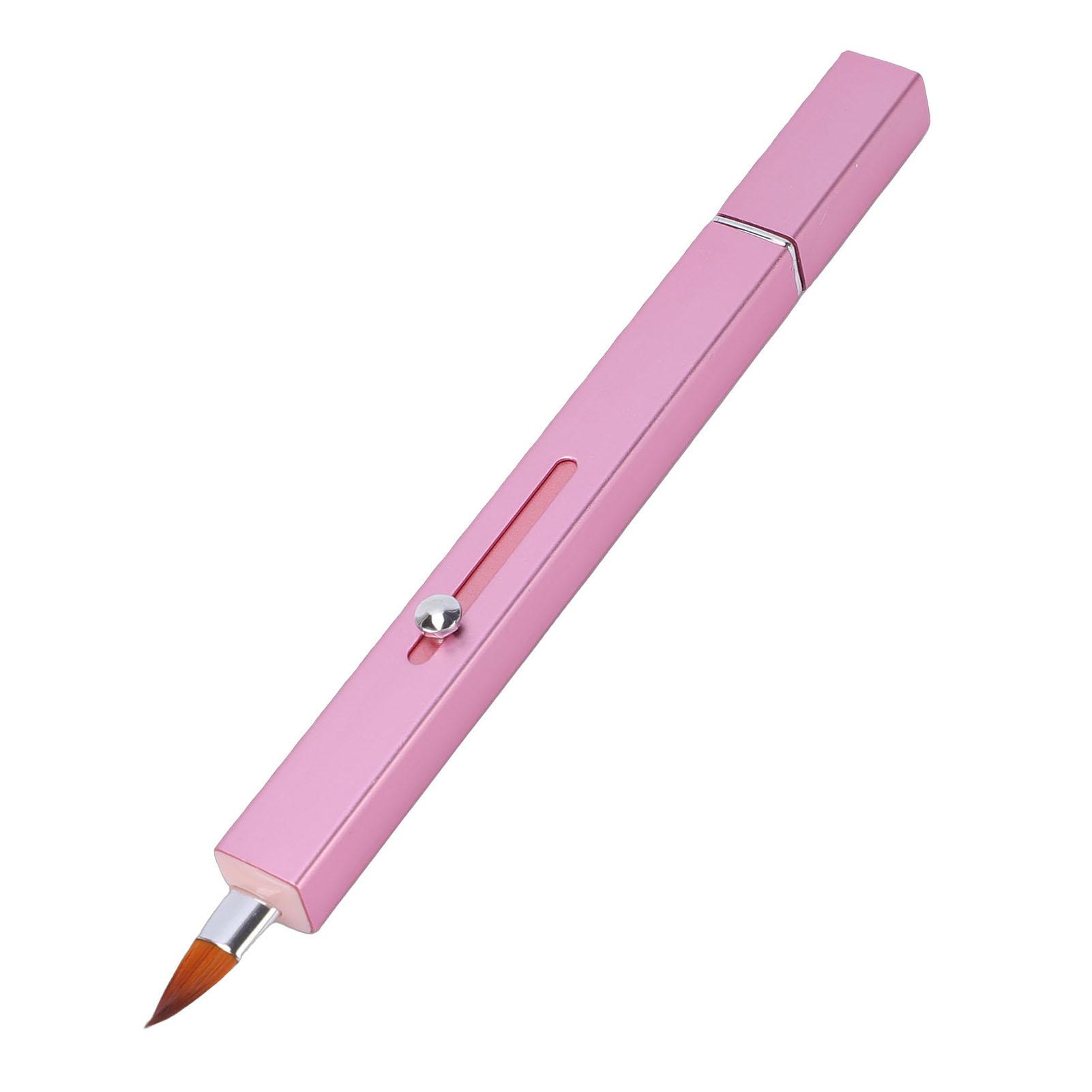 

Retractable Lipstick Brush Dual Head Makeup Brush with Cover for Lip Liner Concealer Pink