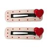 2Pcs Girl Hairpin Dot Embossed Bow Decor Faux Leather Cover Hair Clip Bangs BB Clip Hair Styling Tool Hair
